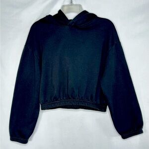 Zara Black Hoodie Cropped Elastic‎ Cuffs And Hem Y2K Streetwear Punk Sz S